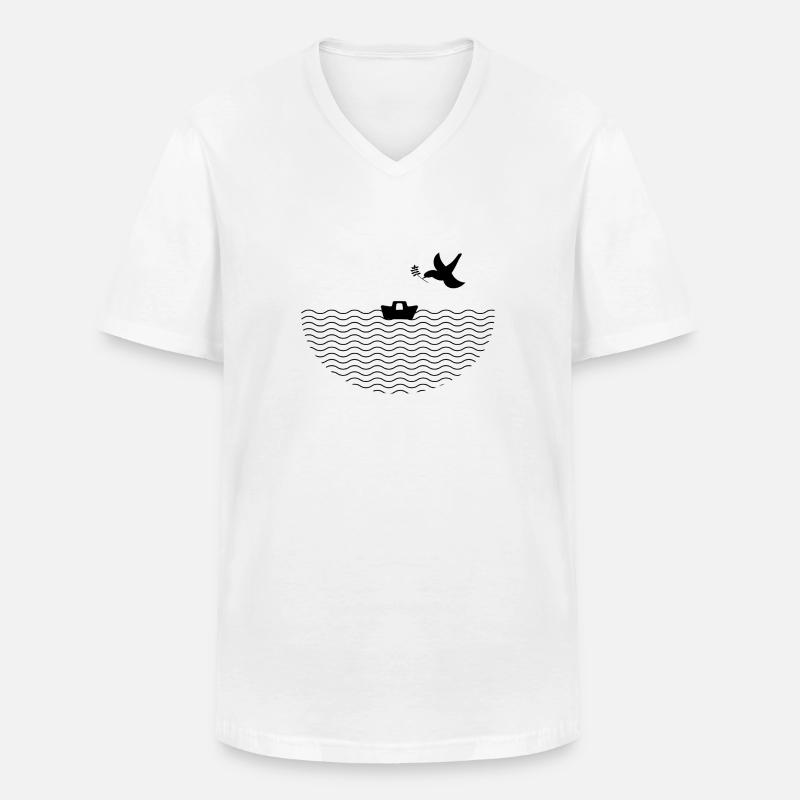 Arche Noah - Männer-T-Shirt mit V-Ausschnitt - Weiß