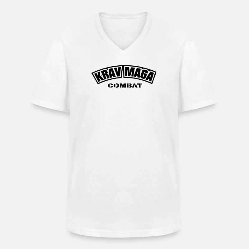 KravMaga Combat - Männer-T-Shirt mit V-Ausschnitt - Weiß