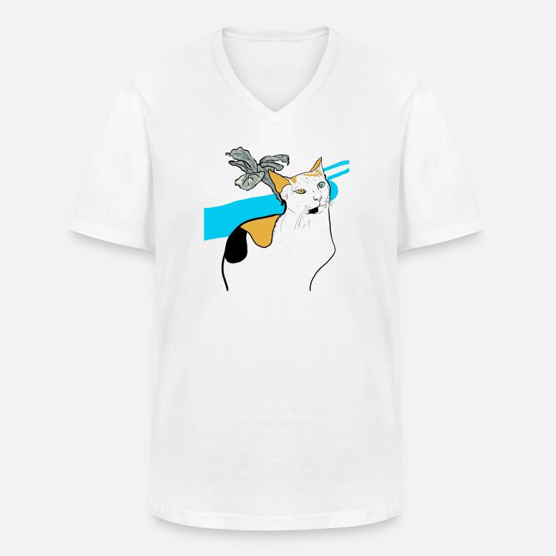 sitzende Katze - Männer-T-Shirt mit V-Ausschnitt - Weiß