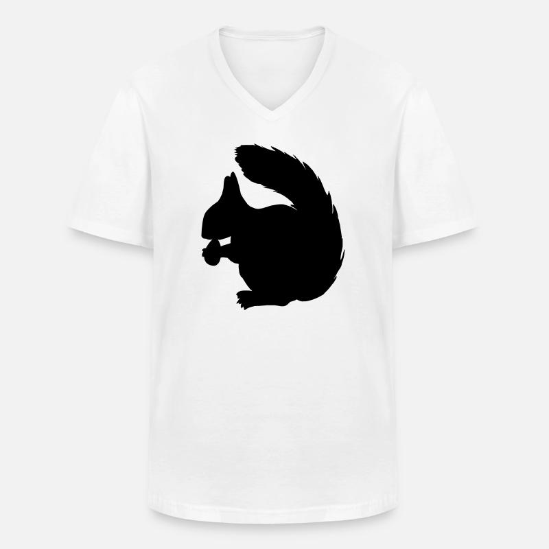 Eichhörnchen mit Nussschattenfigur - Männer-T-Shirt mit V-Ausschnitt - Weiß