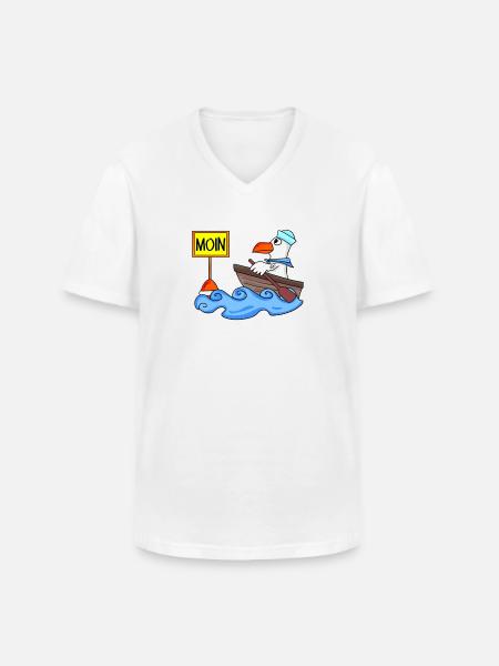 Moin Seemann Möwe Seemöwe Boot - Männer-T-Shirt mit V-Ausschnitt - Weiß