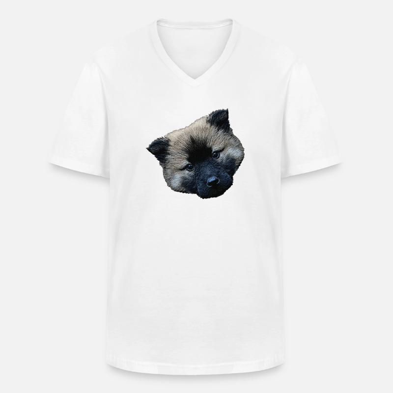 hündchen closing, eurasier welpe - Männer-T-Shirt mit V-Ausschnitt - Weiß