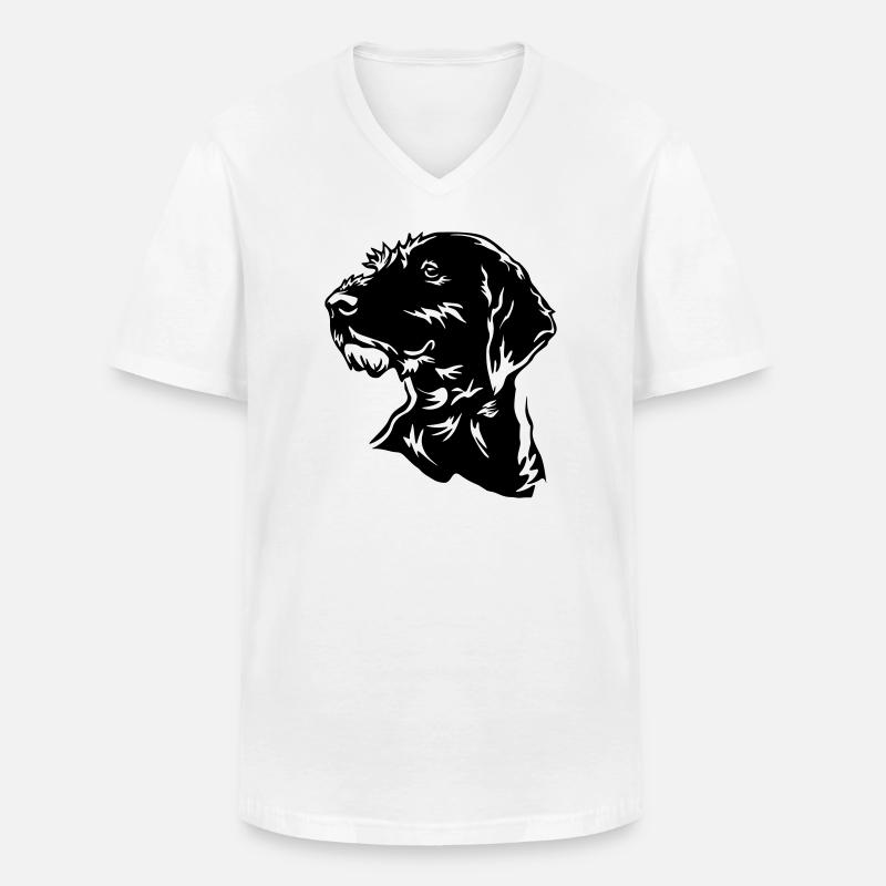 Deutsch Drahthaar Kopf - Männer-T-Shirt mit V-Ausschnitt - Weiß