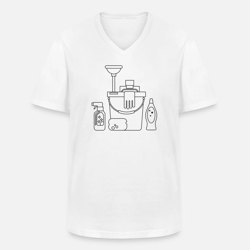 Putzeimer - Männer-T-Shirt mit V-Ausschnitt - Weiß