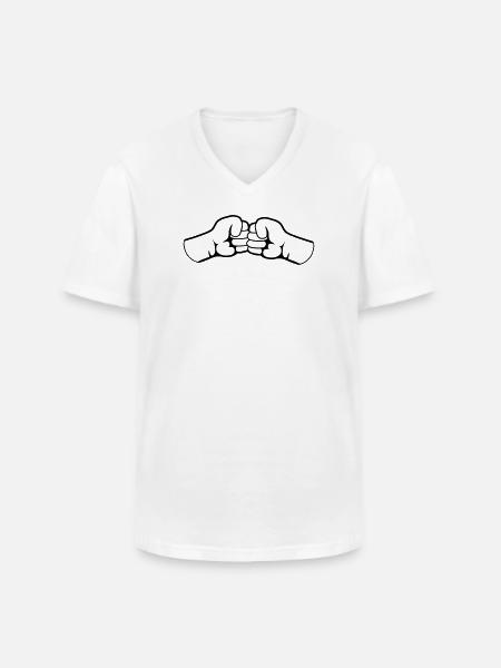 2 Bro Knytnæve knyttede næver venner hold hilsen - Klassisk herre T-shirt med V-udskæring - hvid
