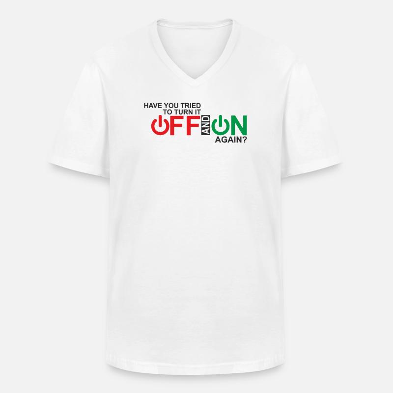 Lebendiges Design der Ein-/Aus-Taste - Männer-T-Shirt mit V-Ausschnitt - Weiß
