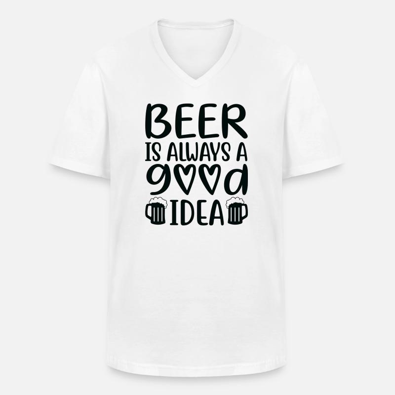 Beer Is Always Good Idea Spruch - Männer-T-Shirt mit V-Ausschnitt - Weiß