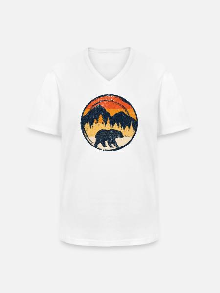 Bear at Sunset in Alpine Circle - Men's V-Neck T-Shirt - white