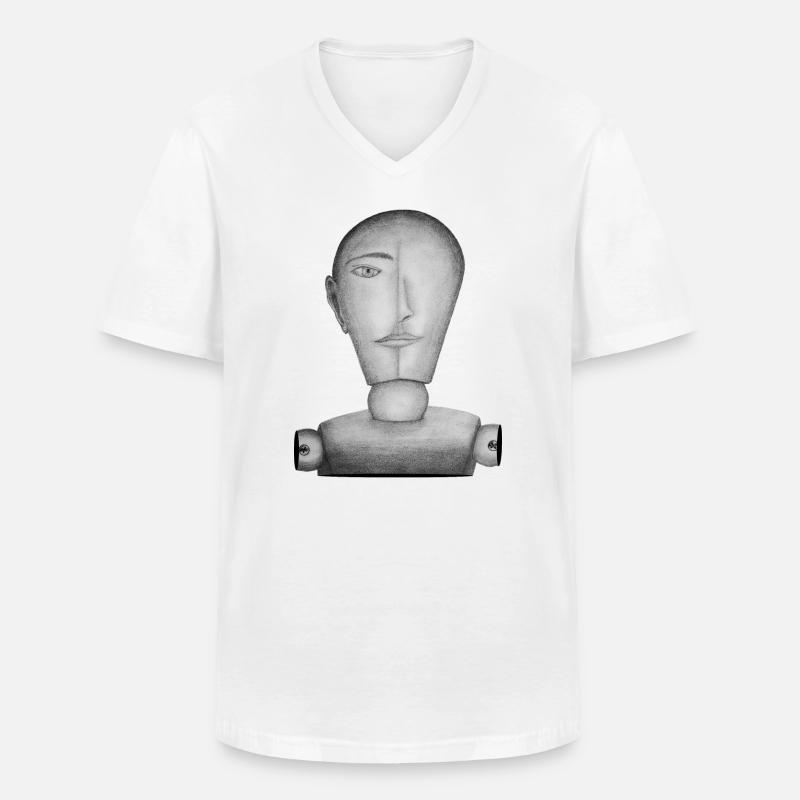 Zeichenpuppe gezeichnet - Männer-T-Shirt mit V-Ausschnitt - Weiß