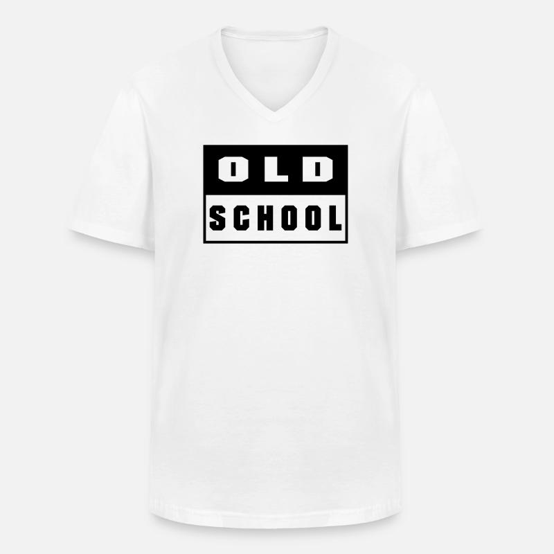Old School - Männer-T-Shirt mit V-Ausschnitt - Weiß