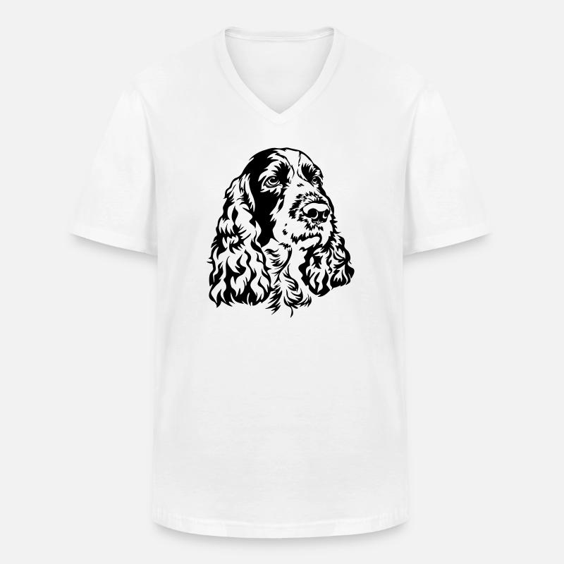Englischer Springer Spaniel Kopf - Männer-T-Shirt mit V-Ausschnitt - Weiß