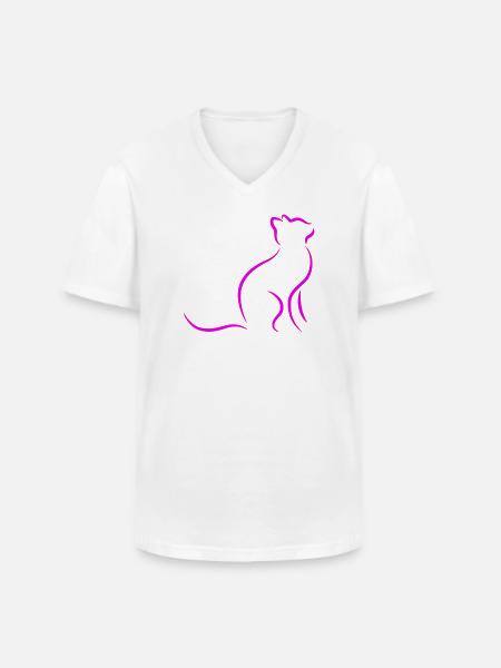 Katze - Männer-T-Shirt mit V-Ausschnitt - Weiß