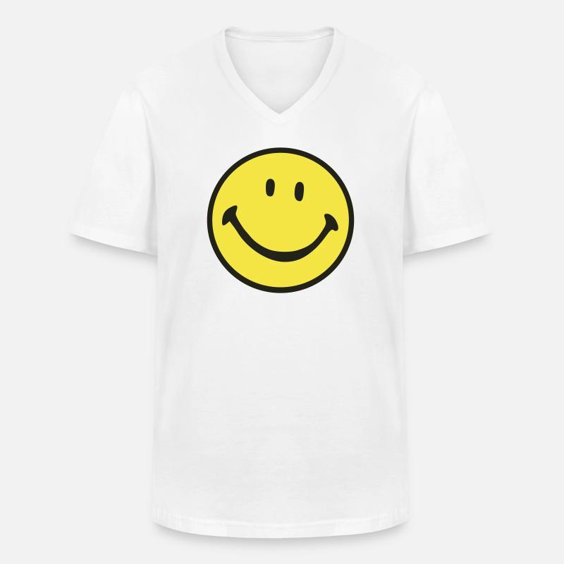 Lächeln - Männer-T-Shirt mit V-Ausschnitt - Weiß