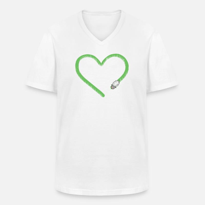 Herz Schaf I Schäfchen Comic - Männer-T-Shirt mit V-Ausschnitt - Weiß