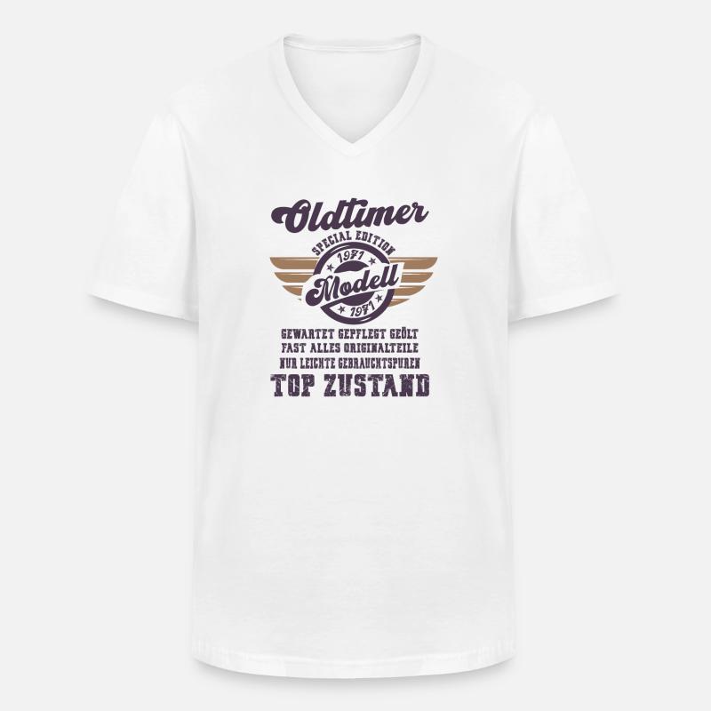 Oldtimer Modell Retro Flügel Geschenk - Männer-T-Shirt mit V-Ausschnitt - Weiß