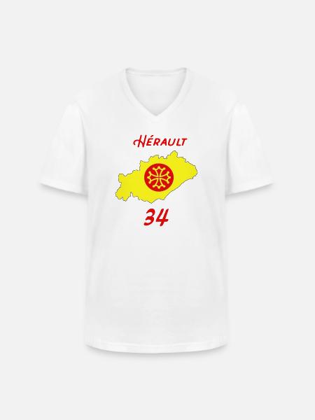 Hérault - T-shirt col V Homme - blanc