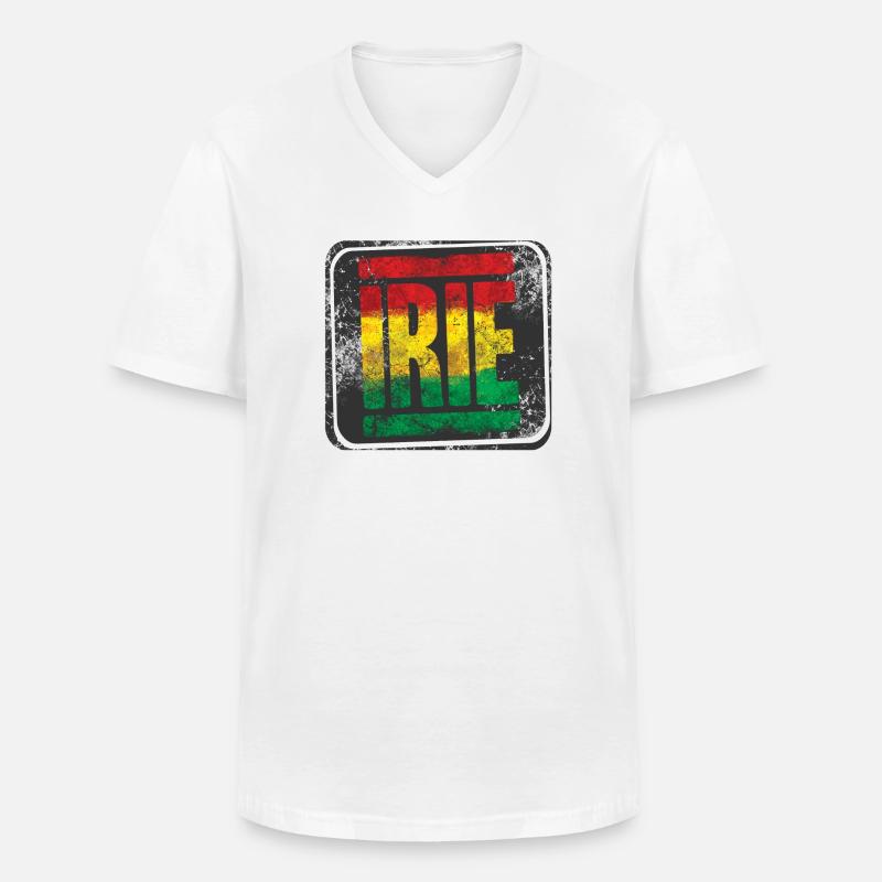 Authentisches Rasta-Design mit Farbverlauf - Männer-T-Shirt mit V-Ausschnitt - Weiß