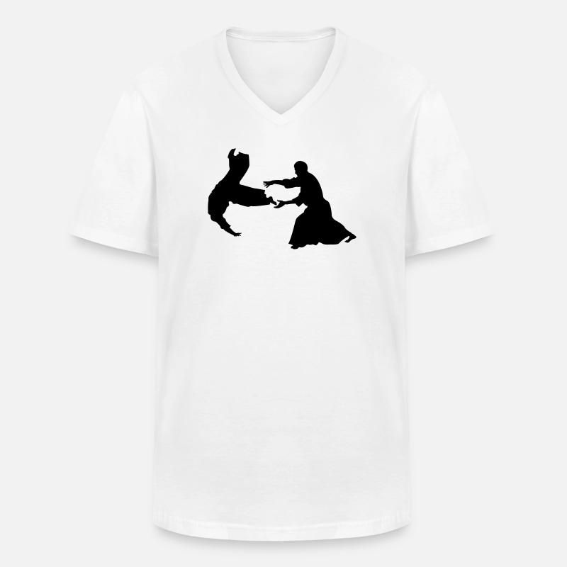 Aikido-Wurf - Männer-T-Shirt mit V-Ausschnitt - Weiß