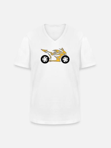 Motorcykel Cykel Chopper Knallert Roll - Klassisk herre T-shirt med V-udskæring - hvid