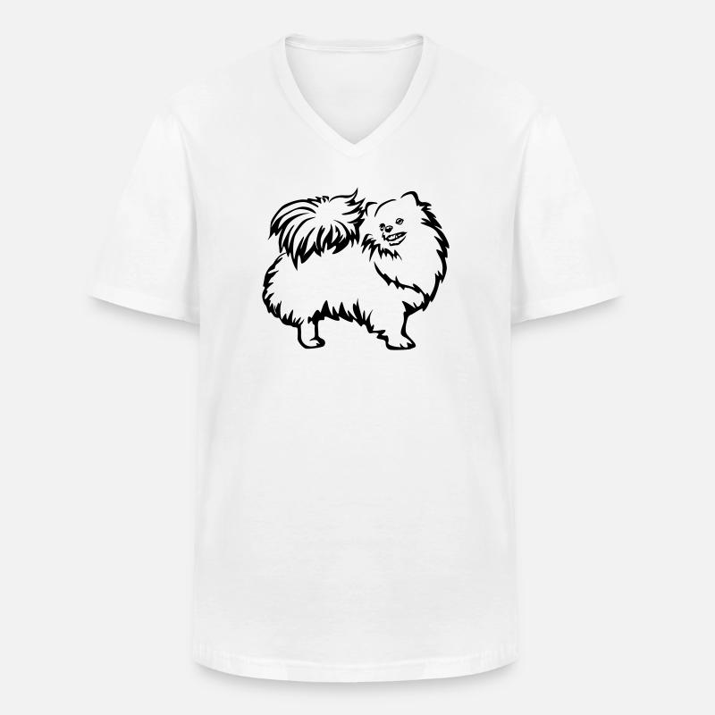 Zwergspitz - Männer-T-Shirt mit V-Ausschnitt - Weiß