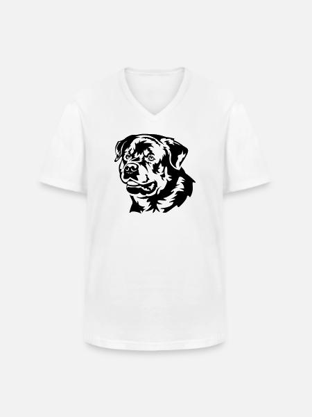 Rottweiler Head - Men's V-Neck T-Shirt - white