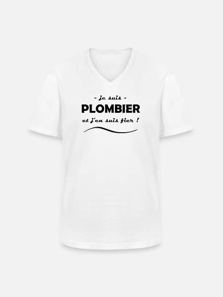 je suis plombier - T-shirt col V Homme - blanc