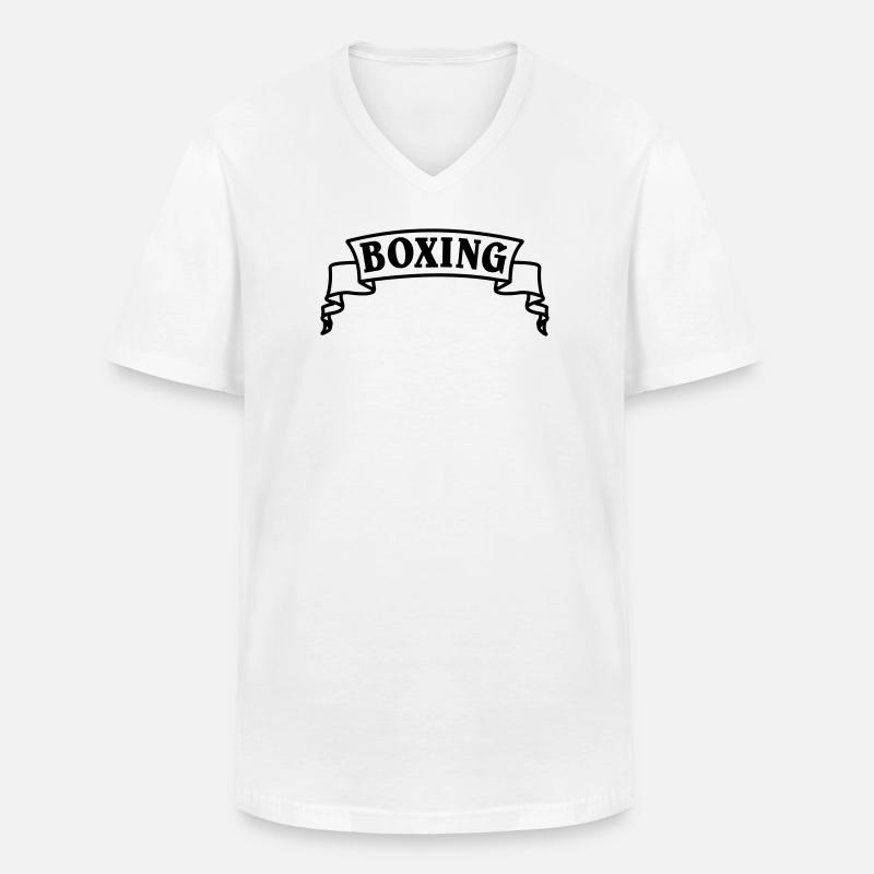 Boxen Boxtext in Wimpel oder Banner - Männer-T-Shirt mit V-Ausschnitt - Weiß