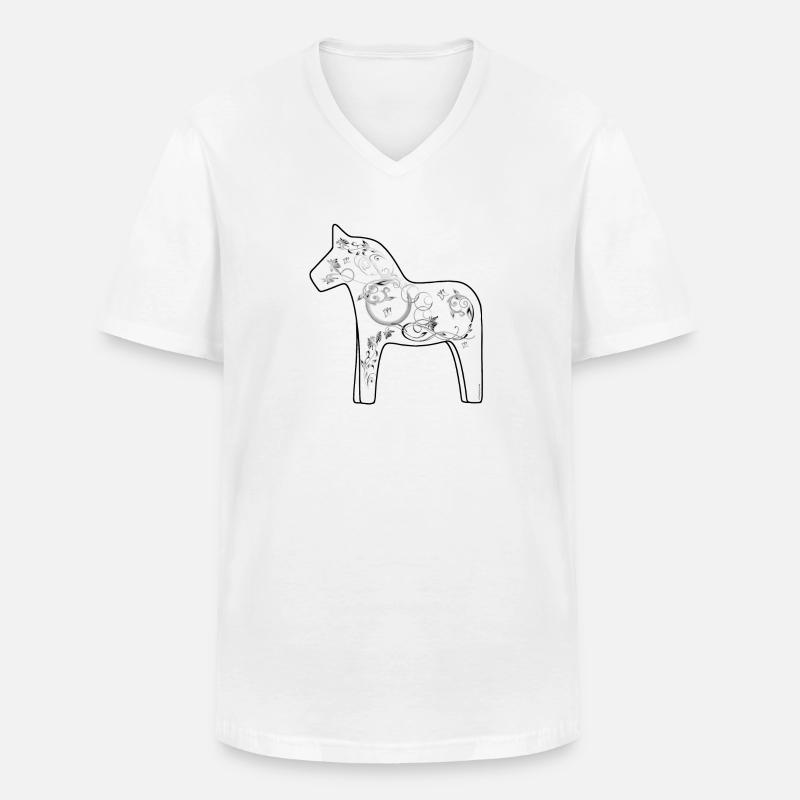 Dala Pferd Schwarz-Weiß - Männer-T-Shirt mit V-Ausschnitt - Weiß