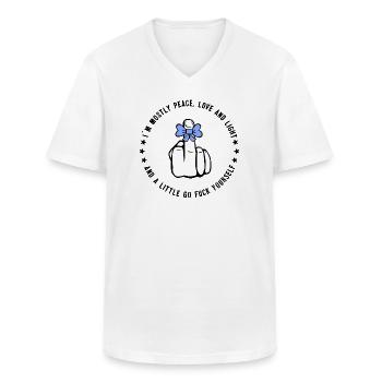 Fuck Peace cooler Spruch - Männer-T-Shirt mit V-Ausschnitt - Weiß - Vorne - AI Model Male 185 light (185cm)