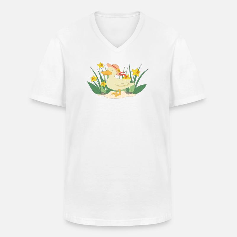 Ente mit Hut - Männer-T-Shirt mit V-Ausschnitt - Weiß