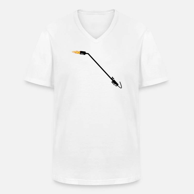 Dachdecker-Gasbrenner - Männer-T-Shirt mit V-Ausschnitt - Weiß