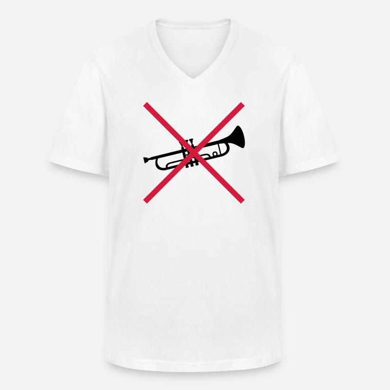 Trompete Verboten Schild - Männer-T-Shirt mit V-Ausschnitt - Weiß