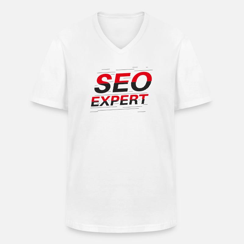 SEO-Experte: Abstrakte Typografie - Männer-T-Shirt mit V-Ausschnitt - Weiß