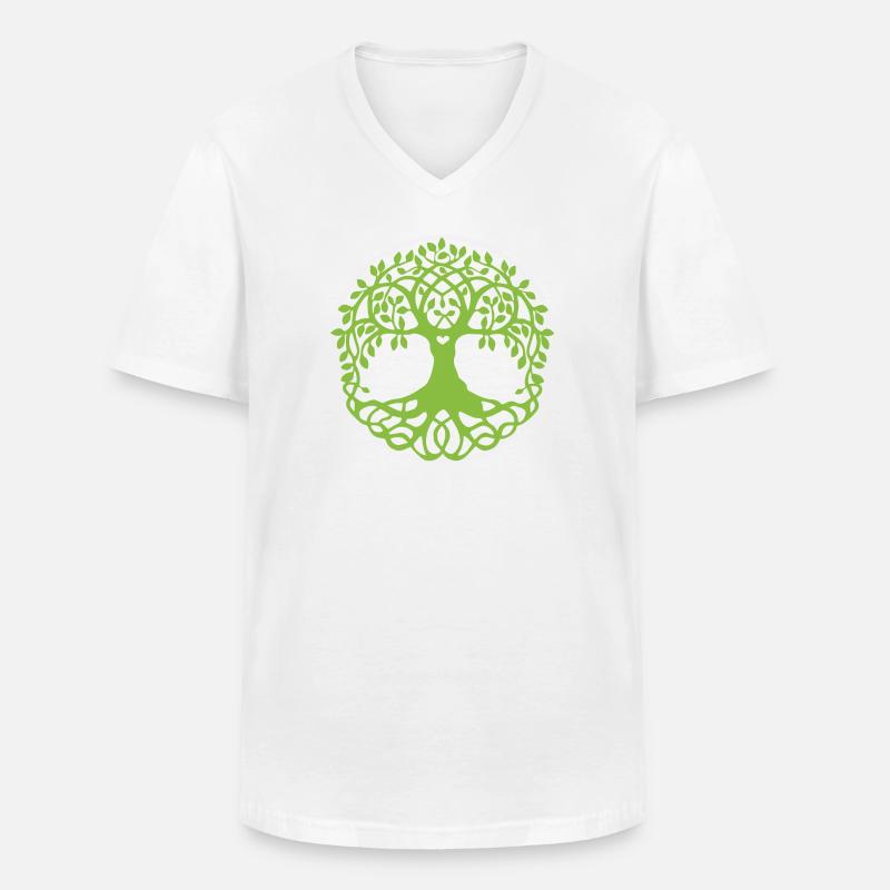 Mandala Baum des Lebens - Männer-T-Shirt mit V-Ausschnitt - Weiß