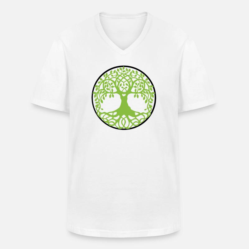 Mandala Baum des Lebens - Männer-T-Shirt mit V-Ausschnitt - Weiß
