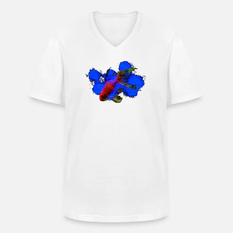 wassertiere, schleierschwanz Goldfisch - Männer-T-Shirt mit V-Ausschnitt - Weiß