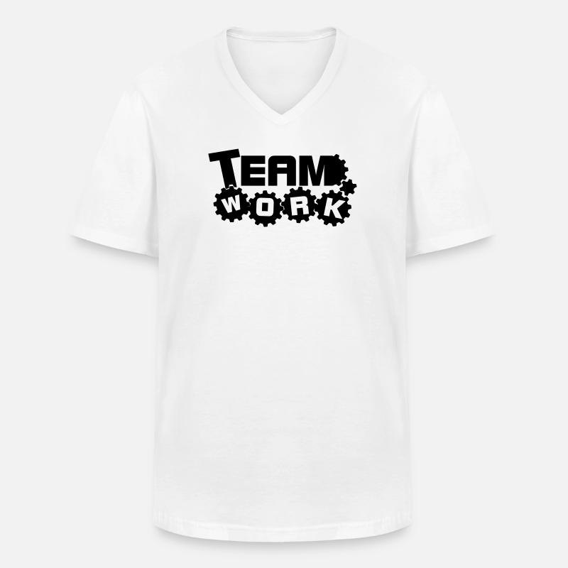 Teamarbeit 1 - Männer-T-Shirt mit V-Ausschnitt - Weiß