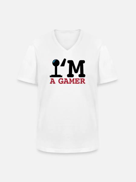 A Gamer Bold Typography - Men's V-Neck T-Shirt - white