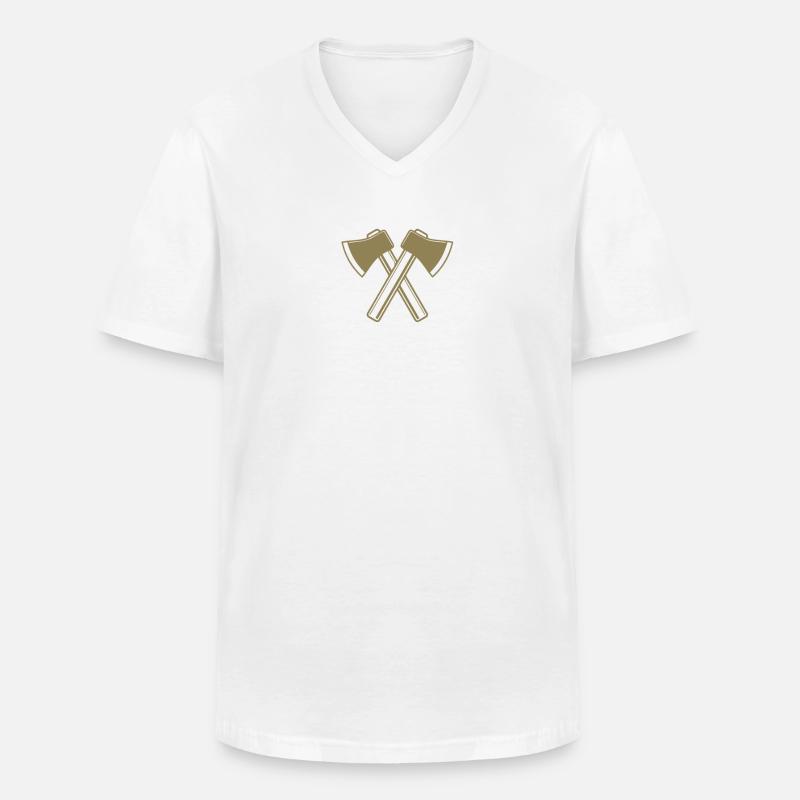 Axt Äxte Holzfäller Forstwirt - Männer-T-Shirt mit V-Ausschnitt - Weiß