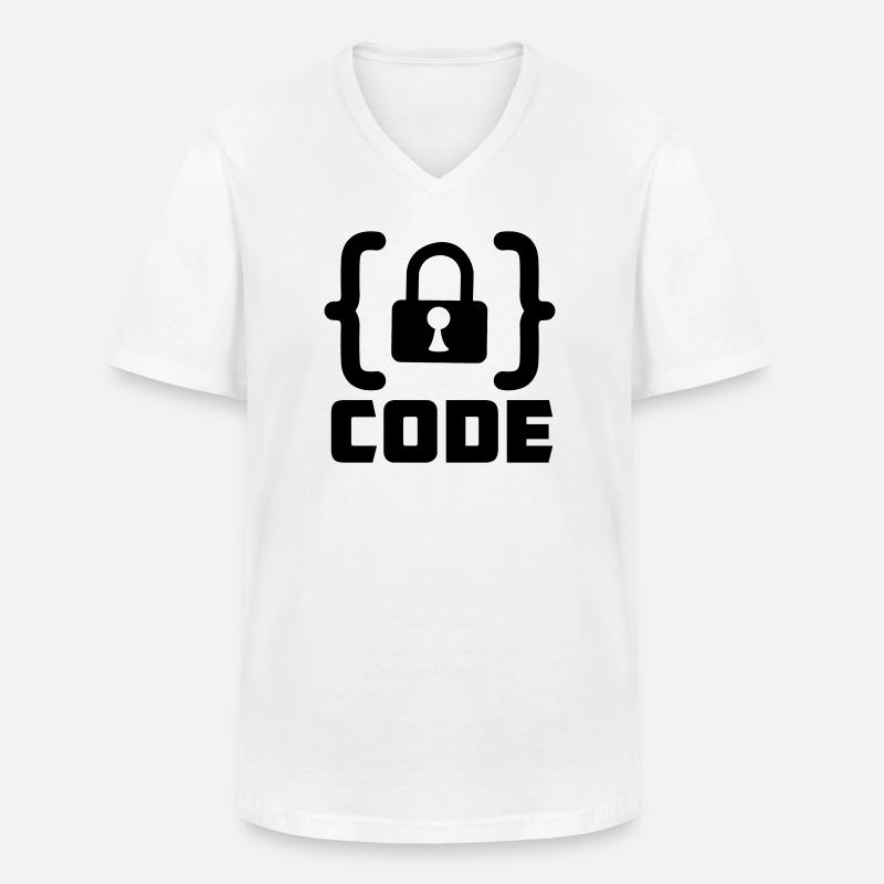 Code mit Sperrprogrammierer - Männer-T-Shirt mit V-Ausschnitt - Weiß
