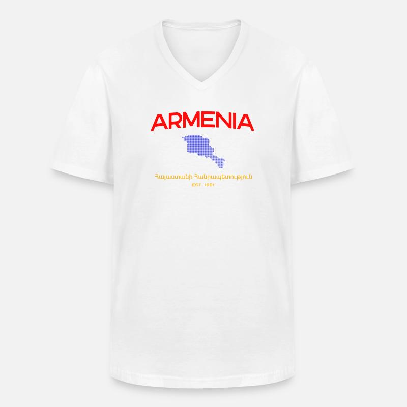 Armenia Map Script Emblem - Männer-T-Shirt mit V-Ausschnitt - Weiß