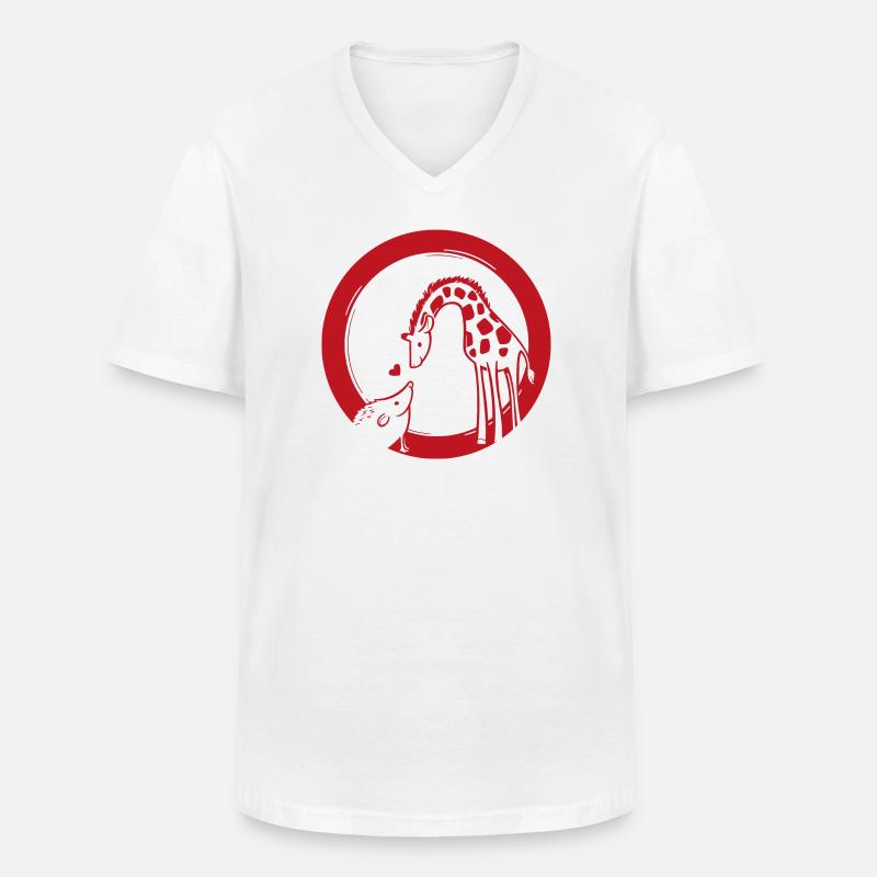 Giraffe und Igel Liebe - Männer-T-Shirt mit V-Ausschnitt - Weiß