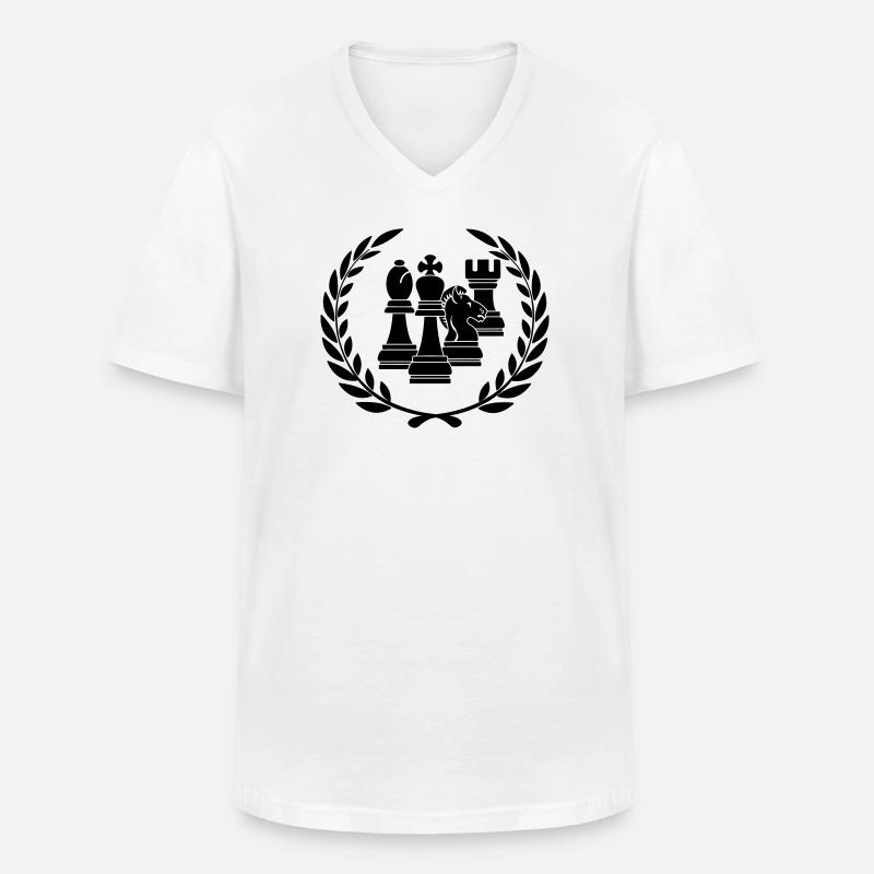 Schachfiguren im Lorbeerkranz - Männer-T-Shirt mit V-Ausschnitt - Weiß