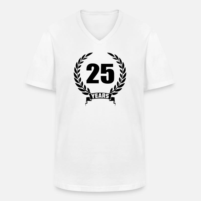 Lorbeerkranz 25 Jahre - Männer-T-Shirt mit V-Ausschnitt - Weiß