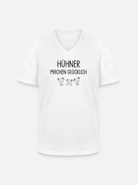 Hühner machen glücklich - Männer-T-Shirt mit V-Ausschnitt - Weiß
