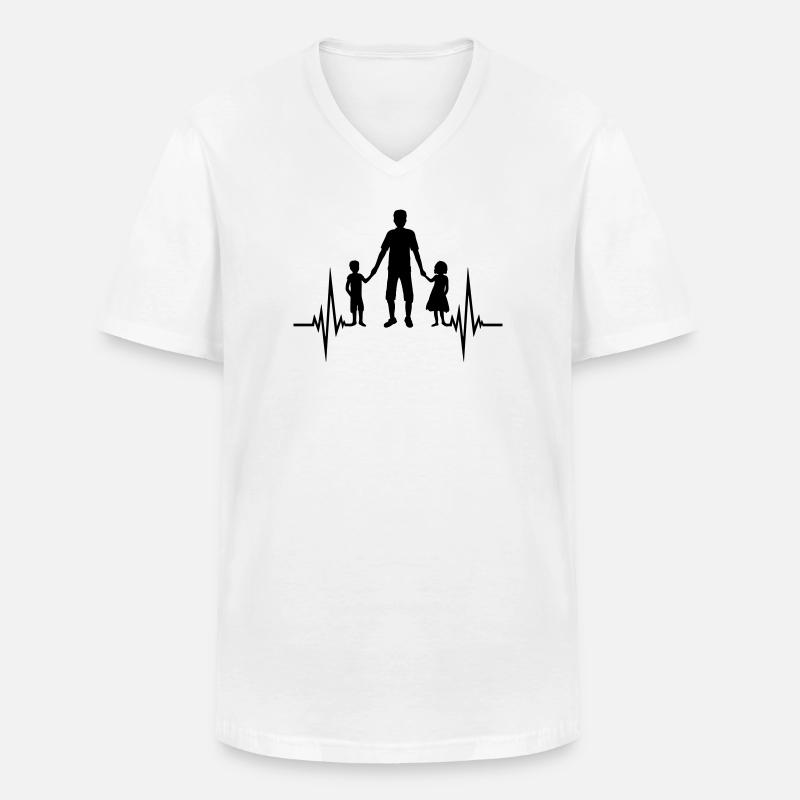 Mädchen Junge Papa Puls - Männer-T-Shirt mit V-Ausschnitt - Weiß