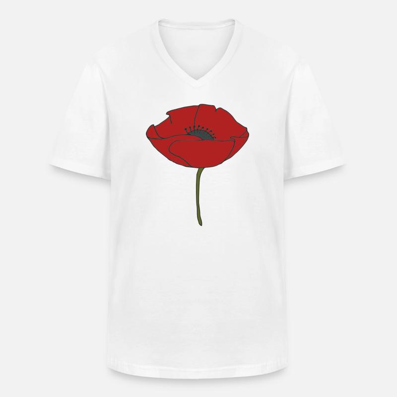 mohnblume - Männer-T-Shirt mit V-Ausschnitt - Weiß