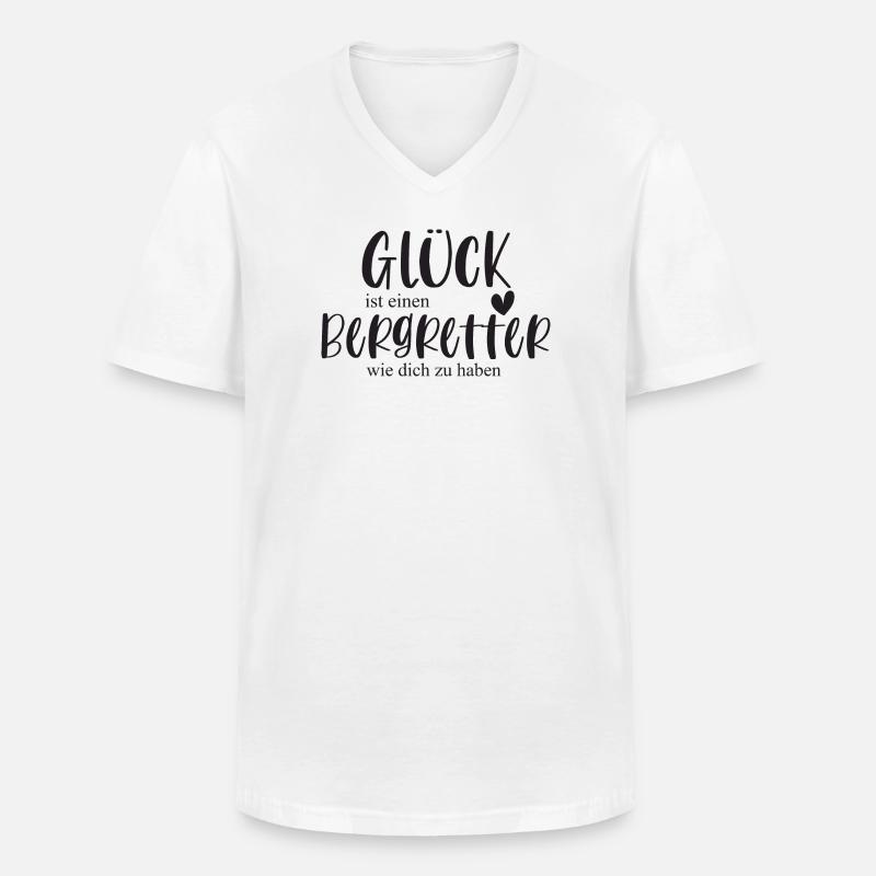 Bergretter Berg Klettern Berg Geschenk - Männer-T-Shirt mit V-Ausschnitt - Weiß