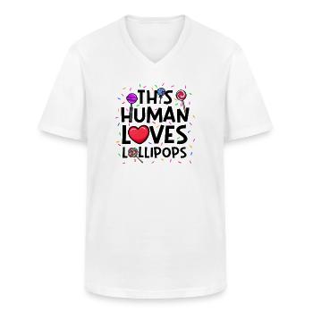 Sweet Tooth Statement Bonbons Bonbons - T-shirt col V Homme - blanc - Devant - AI Model Male 185 light (185cm)