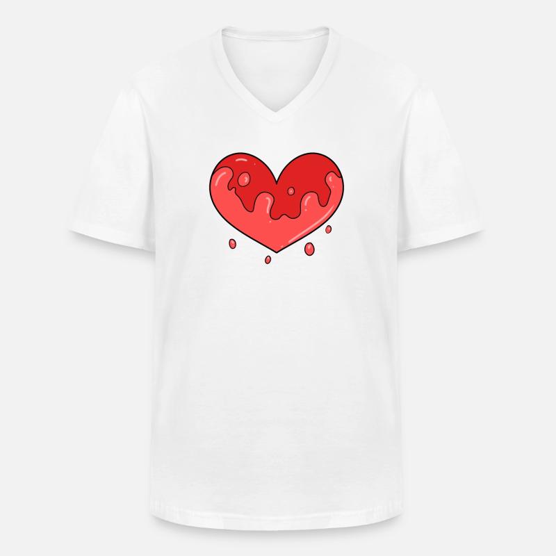 Herz Blut - Männer-T-Shirt mit V-Ausschnitt - Weiß